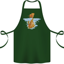 Funny Tiger Cat Reflection Cotton Apron 100% Organic Forest Green