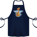 Funny Tiger Cat Reflection Cotton Apron 100% Organic Navy Blue