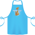 Funny Tiger Cat Reflection Cotton Apron 100% Organic Turquoise