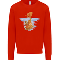 Funny Tiger Cat Reflection Kids Sweatshirt Jumper Bright Red