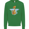 Funny Tiger Cat Reflection Kids Sweatshirt Jumper Irish Green
