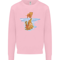 Funny Tiger Cat Reflection Kids Sweatshirt Jumper Light Pink