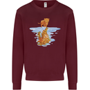 Funny Tiger Cat Reflection Kids Sweatshirt Jumper Maroon