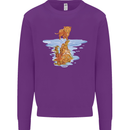 Funny Tiger Cat Reflection Kids Sweatshirt Jumper Purple