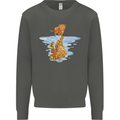 Funny Tiger Cat Reflection Kids Sweatshirt Jumper Storm Grey