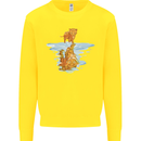 Funny Tiger Cat Reflection Kids Sweatshirt Jumper Yellow