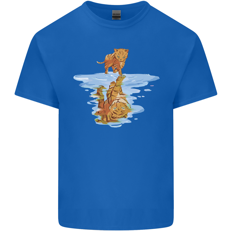 Funny Tiger Cat Reflection Kids T-Shirt Childrens Royal Blue
