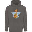 Funny Tiger Cat Reflection Mens 80% Cotton Hoodie Charcoal