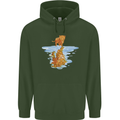 Funny Tiger Cat Reflection Mens 80% Cotton Hoodie Forest Green