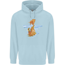 Funny Tiger Cat Reflection Mens 80% Cotton Hoodie Light Blue