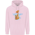 Funny Tiger Cat Reflection Mens 80% Cotton Hoodie Light Pink