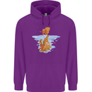 Funny Tiger Cat Reflection Mens 80% Cotton Hoodie Purple