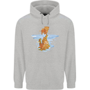 Funny Tiger Cat Reflection Mens 80% Cotton Hoodie Sports Grey