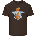 Funny Tiger Cat Reflection Mens Cotton T-Shirt Tee Top Dark Chocolate