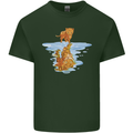 Funny Tiger Cat Reflection Mens Cotton T-Shirt Tee Top Forest Green