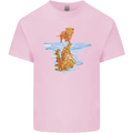 Funny Tiger Cat Reflection Mens Cotton T-Shirt Tee Top Light Pink