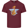 Funny Tiger Cat Reflection Mens Cotton T-Shirt Tee Top Maroon