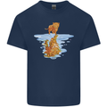 Funny Tiger Cat Reflection Mens Cotton T-Shirt Tee Top Navy Blue