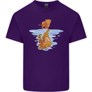 Funny Tiger Cat Reflection Mens Cotton T-Shirt Tee Top Purple
