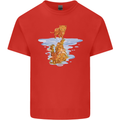 Funny Tiger Cat Reflection Mens Cotton T-Shirt Tee Top Red