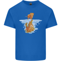 Funny Tiger Cat Reflection Mens Cotton T-Shirt Tee Top Royal Blue