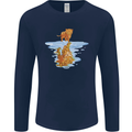 Funny Tiger Cat Reflection Mens Long Sleeve T-Shirt Navy Blue