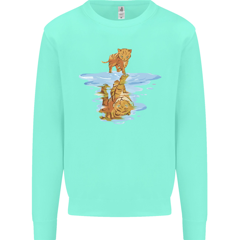Funny Tiger Cat Reflection Mens Sweatshirt Jumper Peppermint