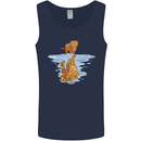 Funny Tiger Cat Reflection Mens Vest Tank Top Navy Blue