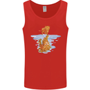 Funny Tiger Cat Reflection Mens Vest Tank Top Red