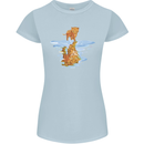 Funny Tiger Cat Reflection Womens Petite Cut T-Shirt Light Blue