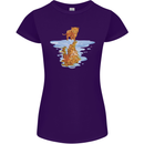 Funny Tiger Cat Reflection Womens Petite Cut T-Shirt Purple