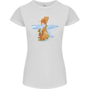 Funny Tiger Cat Reflection Womens Petite Cut T-Shirt White