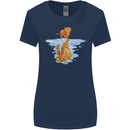Funny Tiger Cat Reflection Womens Wider Cut T-Shirt Navy Blue