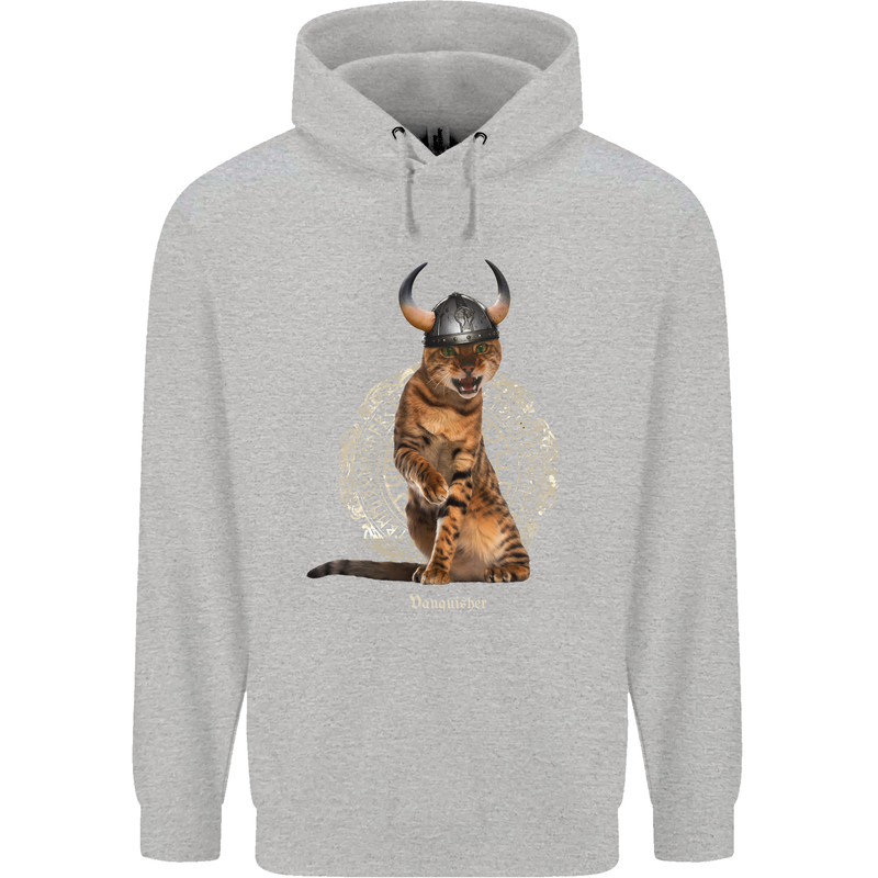 Funny Viking Cat The Vanquisher Childrens Kids Hoodie Sports Grey