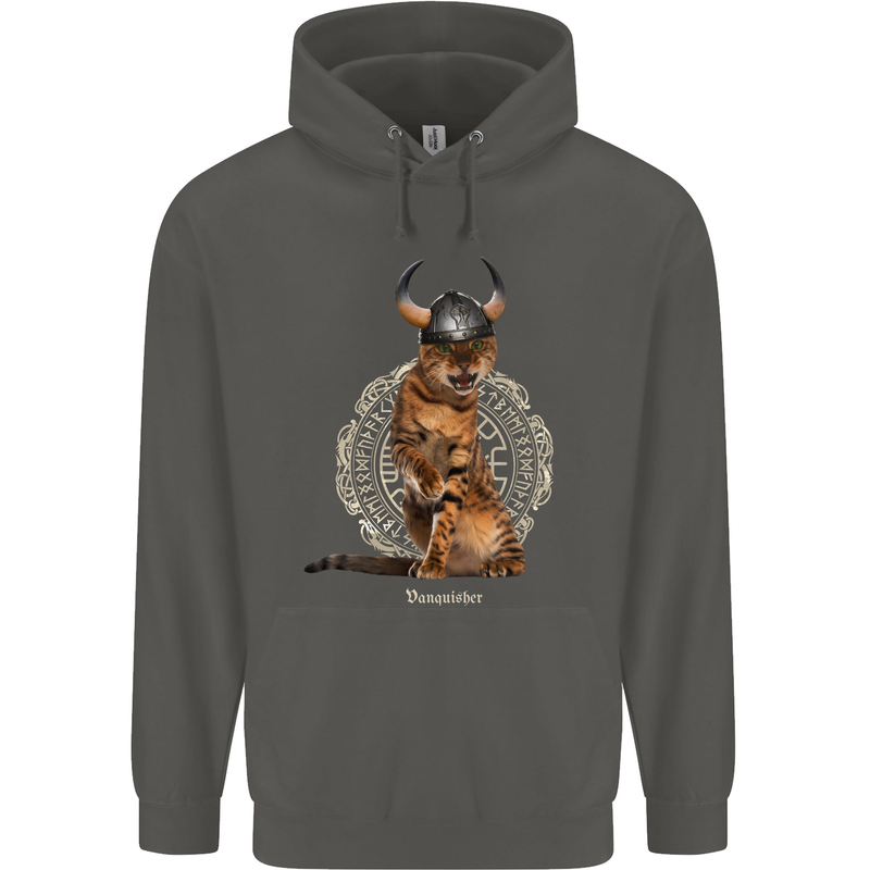 Funny Viking Cat The Vanquisher Childrens Kids Hoodie Storm Grey