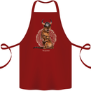 Funny Viking Cat The Vanquisher Cotton Apron 100% Organic Maroon