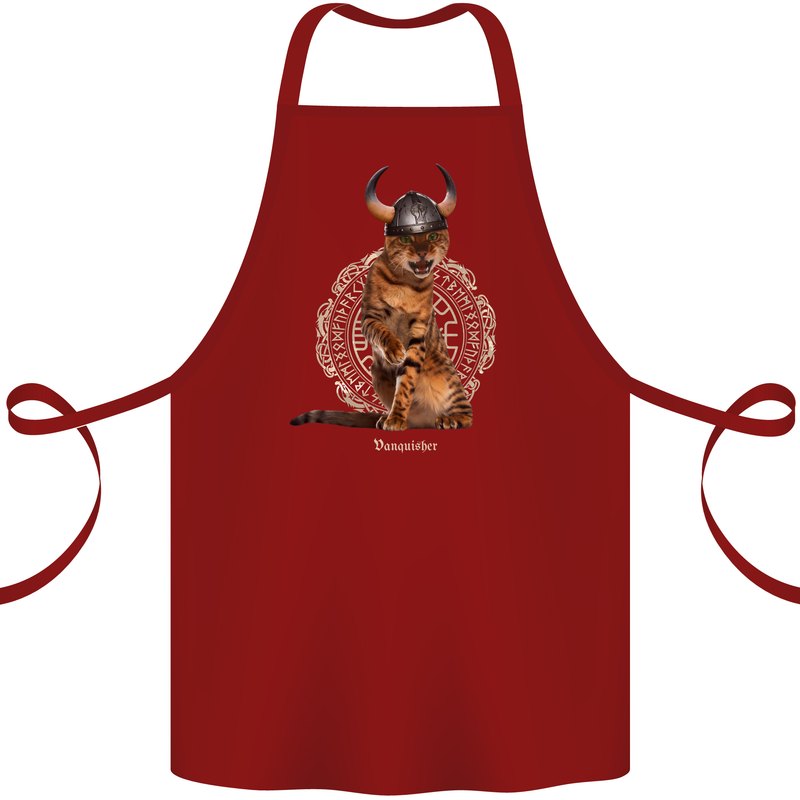 Funny Viking Cat The Vanquisher Cotton Apron 100% Organic Maroon