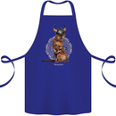 Funny Viking Cat The Vanquisher Cotton Apron 100% Organic Royal Blue