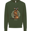Funny Viking Cat The Vanquisher Kids Sweatshirt Jumper Forest Green