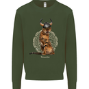 Funny Viking Cat The Vanquisher Kids Sweatshirt Jumper Forest Green