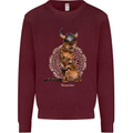 Funny Viking Cat The Vanquisher Kids Sweatshirt Jumper Maroon