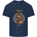Funny Viking Cat The Vanquisher Kids T-Shirt Childrens Navy Blue