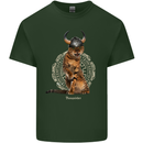 Funny Viking Cat The Vanquisher Mens Cotton T-Shirt Tee Top Forest Green
