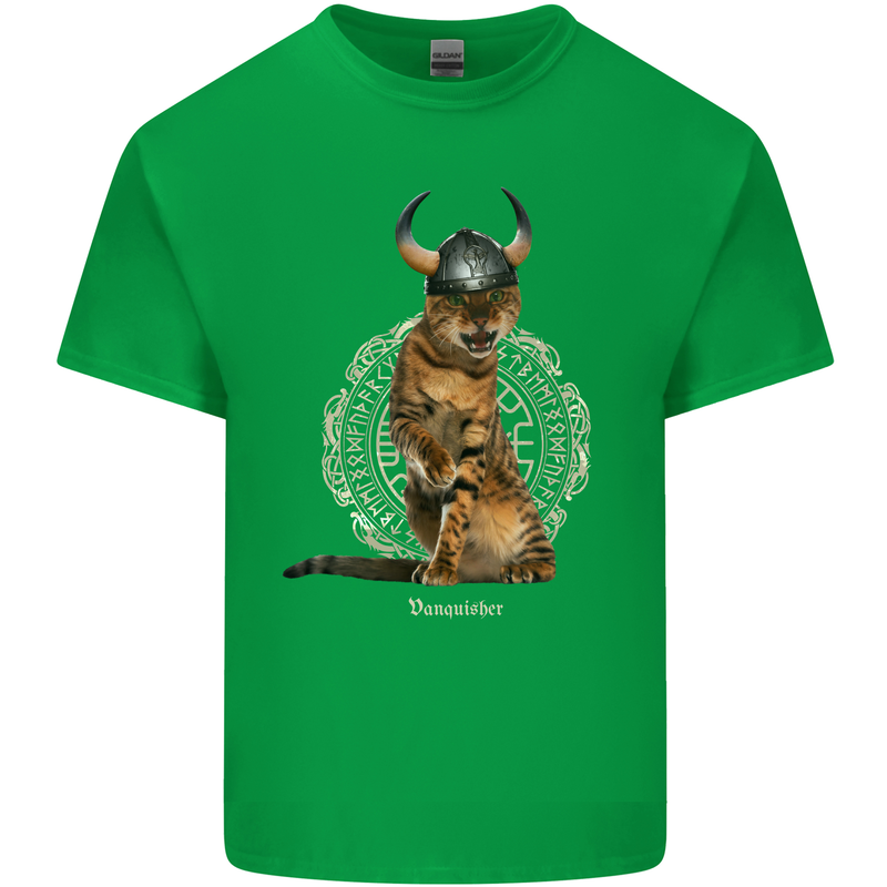 Funny Viking Cat The Vanquisher Mens Cotton T-Shirt Tee Top Irish Green