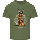 Funny Viking Cat The Vanquisher Mens Cotton T-Shirt Tee Top Military Green