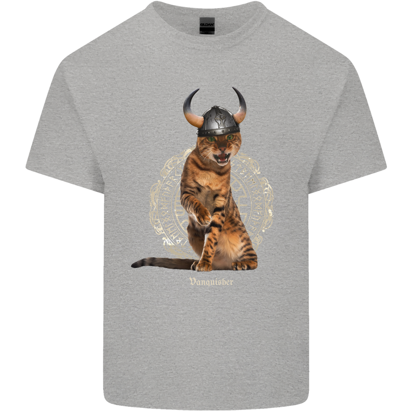 Funny Viking Cat The Vanquisher Mens Cotton T-Shirt Tee Top Sports Grey