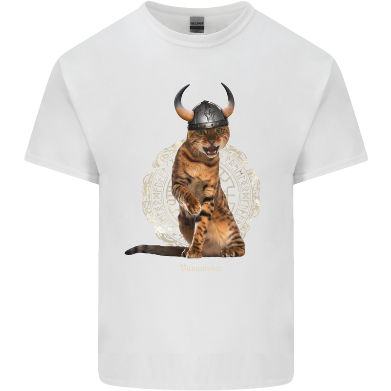 Funny Viking Cat The Vanquisher Mens Cotton T-Shirt Tee Top White