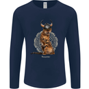 Funny Viking Cat The Vanquisher Mens Long Sleeve T-Shirt Navy Blue