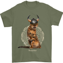 Funny Viking Cat The Vanquisher Mens T-Shirt 100% Cotton Military Green