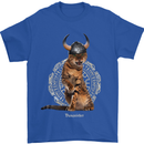 Funny Viking Cat The Vanquisher Mens T-Shirt 100% Cotton Royal Blue